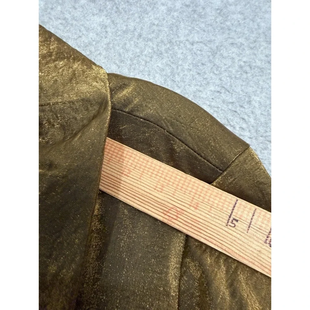 Ulla Popken Coat Womens 16/18 Gold Satin Button Front Collared Lined Evening